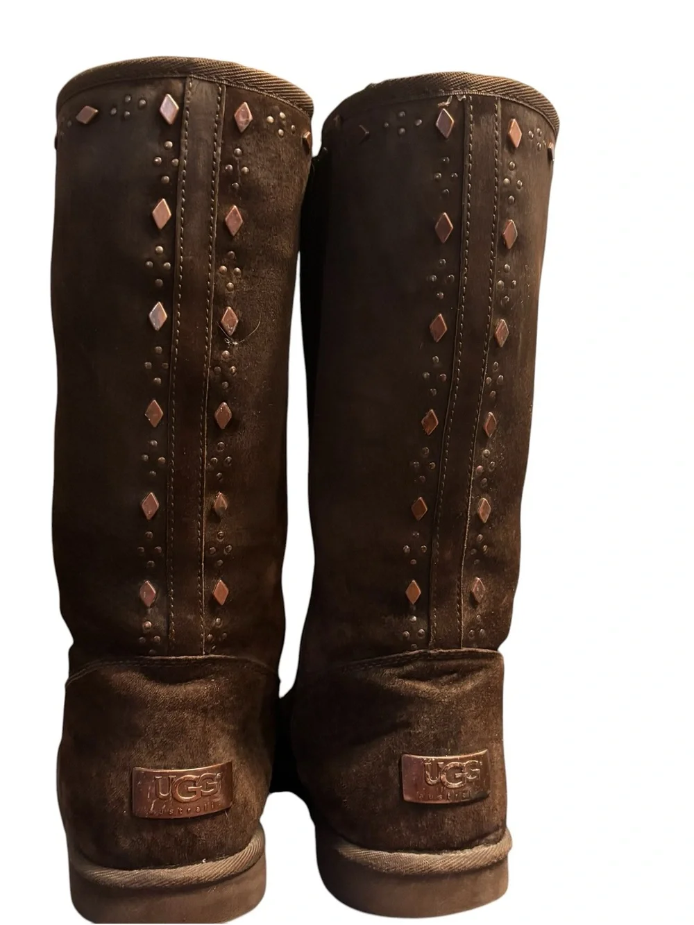UGG Cosita Boots Sz 7 Brown Beaded Suede Shearling F3006F